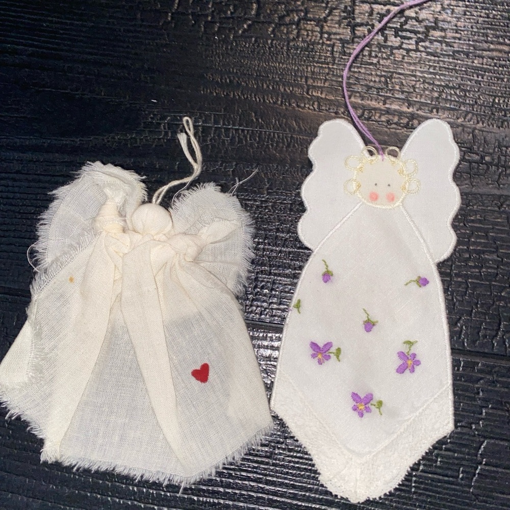 Vintage Handmade Handcrafted Handkerchief Christmas Angel Ornaments‎ (2)